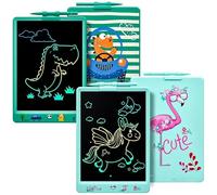 DYNASONIC (Pack 2 tableaux DYNA-PM Flamant + Dinosaure) Tablette d'écriture LCD couleur 10 pouces pour enfants. Tableau magnétique pour le dessin. Jouet éducatif. Cadeau pour enfants. Tableau blanc po