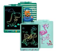 DYNASONIC (Pack 2 tableaux DYNA-PM Flamant + Dinosaure) Tablette d'écriture LCD couleur 10 pouces pour enfants. Tableau magnétique pour le dessin. Jouet éducatif. Cadeau pour enfants. Tableau blanc po