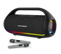 DYNASONIC S90 - Enceinte Bluetooth Portable IPX5 Waterproof. Enceinte d'extérieur sans Fil. Stéréo sans Fil. Lecteur de Son Puissant avec lumières LED intégrées. Micro-SD, USB