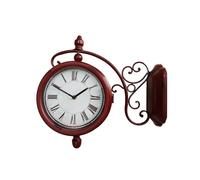 DynaSun Art Old Time Horloge Murale à Double Cadran en métal Style Vintage rétro Rouge 42 x 42 x 13,5 cm
