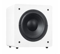 DYNAVOICE Challenger SUB-8 Blanc Mat Caisson de Basses Actif 8 Pouces 90W RMS 125W Max Coffret Clos sans Bass Reflex Contrôle Phase et Filtre Passe-Bas pour Home Cinéma et HiFi