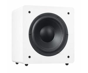 DYNAVOICE Challenger SUB-8 Blanc Mat Caisson de Basses Actif 8 Pouces 90W RMS 125W Max Coffret Clos sans Bass Reflex Contrôle Phase et Filtre Passe-Bas pour Home Cinéma et HiFi