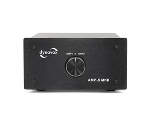 Dynavox AMP-S MK II, Pupitre de sélection ampli/Enceinte, Chassis en métal, Plastron de 4 mm en Aluminium. Amplificateur stéréo, Bornes à Visser et fiches Bananes, Coloris Noir
