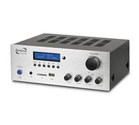 Dynavox Ampli stéréo Compact VT-80 MK Noir, borniers à Visser pour 4 Haut-parleurs, Commande Uniquement pour entrées numériques (USB, Carte SD), antenne BT et Radio intégrés 25 x 18 x 9,5 cm Argenté