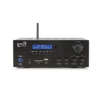 Dynavox Ampli stéréo Compact VT-80 MK Noir, borniers à Visser pour 4 Haut-parleurs, télécommande Commande Uniquement pour Les entrées numériques (USB, Carte SD), antenne BT et Radio intégrés