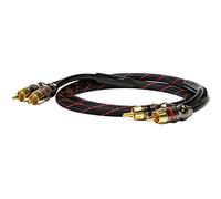 Dynavox Câble stéréo RCA Perfect Sound, approprié pour appareils audio possédant une connexion RCA comme par ex. Amplificateur, lecteur CD, coloris noir/rouge, connecteurs dorés, longueur 1 m