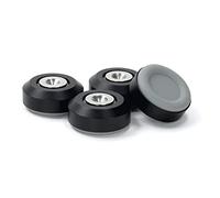 Dynavox Highend Dual Absorber Lot de 4 découplage en Aluminium avec Deux caoutchoucs de Silicone amortisseurs Support en Acier Inoxydable pour Haut-parleurs et Racks, Noir
