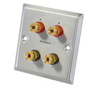 Dynavox Prise murale pour haut-parleurs LS – Acier inoxydable – 4 prises banane – 1 pièce