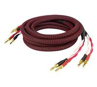 Dynavox Perferct Sound Câble haut-parleur flexible 2 x 2 m, fiches bananes de qualité, confectionné, Coloris noir/rouge