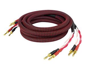 Dynavox Perferct Sound Câble haut-parleur flexible 2 x 2 m, fiches bananes de qualité, confectionné, Coloris noir/rouge