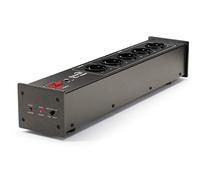 Dynavox X2000 Bloc multiprise, 5 fiches Shuko (Prise Terre Allemande), Fonction maître esclaves, LED témoin de Phase Bien placée, Coloris argenté Noir 47 x 10 x 9 cm