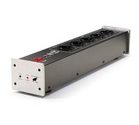 Dynavox X2000 Bloc multiprise, 5 fiches Shuko (Prise Terre Allemande), Fonction maître esclaves, LED témoin de Phase Bien placée, Coloris Noir Argenté 47 x 10 x 9 cm