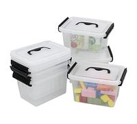 Dynko Lot de 6 Mini Boîtes de Rangement en Plastique avec Couvercle, Boîte en Plastique Transparent