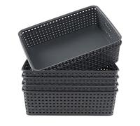 Dynko Lot de 6 Panier de Rangement Plastique, Panier A4, Panier Rectangulaire