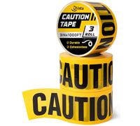 Dynta Caution Tape Lot de 3 rouleaux de ruban adhésif résistant aux déchirures en vrac pour décorations de fête d'Halloween, sécurité, avertissement, zone de danger, chantier (jaune et noir)