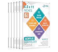 Dynta Lot de 6 supports de panneau en acrylique de 21,6 x 27,9 cm avec ruban adhésif double face, support mural en plastique, support mural, brochure, brochure, menu pour bureau, maison, magasin