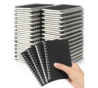 Dynta Lot de 60 carnets à spirales avec couverture en carton noir pour prise de notes, écriture, bureau, école, travail, université (60 feuilles/120 pages)