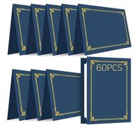 Dynta Lot de 60 porte-certificats bleus - Taille lettre 8,5 x 11 - 350 g/m² - Pour certificats, documents et remise de diplôme - Couverture avec bordure en feuille d'or - Papier cartonné durable