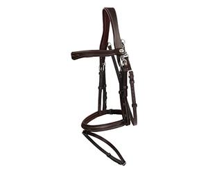Dy'on Bridon Working Collection Muserolle d'équitation combinée avec mousquetons - Full/WB - Marron