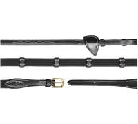 Dy'on Collection D - Rênes en toile 5/8 (16 mm) avec 9 Arrêtoires, Pur Sang - noir