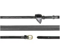 Dy'on D-Collection - Rênes en Caoutchouc de 5/8'' (16 mm), Pur Sang - Noir