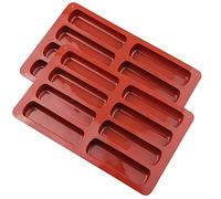 DYOUen Lot de 2 moules en silicone pour barres de céréales - 8 cavités - Antiadhésif - Pour chocolat, pain, muffin, brownie, gâteau au fromage (rouge sang de bœuf) (rouge sang de bœuf)