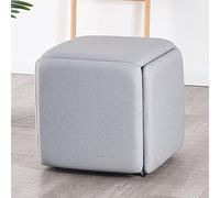 DYPXG Banc Pouf Carré en Cuir,Tabouret Pouf Cube Gigogne 5 en 1,Tabouret Combinaison Empilable avec Roues pour Salon Salle à Manger-Gris 35x35x35cm(14x14x14inch)