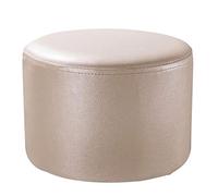 DYPXG Pouf Rond rembourré en Cuir, Pouf Repose-Pieds en Bois Massif, Table Basse de Salon en Cuir, Petit Banc, Blanc 29x29x19cm (11x11x7inch)