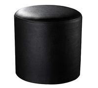 DYPXG Pouf Rond rembourré en Cuir, Pouf Repose-Pieds en Bois Massif Table Basse de Salon en Cuir Petit Banc-Noir 33x33x34cm (13x13x13inch)