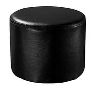 DYPXG Pouf Rond rembourré en Cuir, Pouf Repose-Pieds en Bois Massif Table Basse de Salon en Cuir Petit Banc-Noir 29x29x30cm (11x11x12inch)