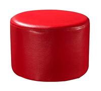 DYPXG Pouf Rond rembourré en Cuir, Pouf Repose-Pieds en Bois Massif, Table Basse de Salon en Cuir, Petit Banc - Rouge 29x29x19cm (11x11x7inch)