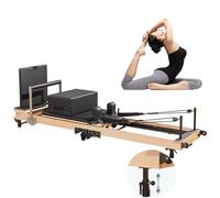 Dyqyym Reformer Pilates Pliable, Reformer Pilates en Bois, équipement Pilates Pliable pour entraînements à Domicile, lit Pilates à intensité réglable, Reformer Pilates Multifonction pour Un Corps