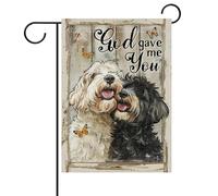 Dyrenson Drapeau de jardin chrétien vintage Labradoodle - Rétro religieux dieu m'a donné votre cour - Décoration extérieure de la maison - Petite décoration extérieure - Cadeau pour les amoureux des