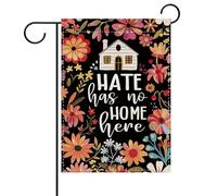 Dyrenson Equality Hate Has No Home Here Drapeau floral décoratif de jardin, fleur paix amour inclusion cour extérieur décoration de la maison, espoir gentillesse diversité toile de jute extérieur
