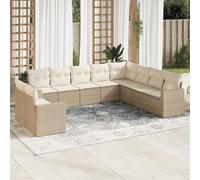 DYRJDJWIDHW 10-Piece Beige Woven Resin Outdoor Garden Sofa Set with Cushions, Waterproof Storage & Modular Design for Patio, Backyard, Terrace Comfortable Seating & UV Resistant
