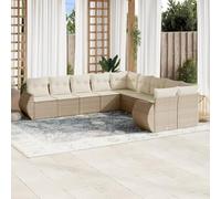 DYRJDJWIDHW 10-Piece Beige Woven Resin Outdoor Patio Furniture Set with Cushions, Modular Garden Sofa Set for Backyard, Terrace, Durable Weather-Resistant Rattan Style Sectional Seating Group
