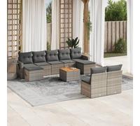 DYRJDJWIDHW 10-Piece Grey Wicker Resin Outdoor Patio Furniture Set with Cushions, Modular Garden Sofa with Side Table, Waterproof Rattan Lounge Set for Backyard, Terrace, Poolside