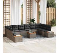 DYRJDJWIDHW 10-Piece Modular Outdoor Patio Sofa Set with Cushions, Grey All-Weather Poly Rattan Furniture for Garden, Terrace, Backyard, Includes Corner Seats & Side Tables, Durable & Water-Resistant