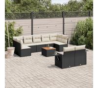 DYRJDJWIDHW 10-Piece Outdoor Garden Furniture Set with Cushions Black Wicker Resin Patio Sofa Sectional Conversation Set for Backyard Terrace Poolside Includes Coffee Table and Side Table