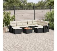 DYRJDJWIDHW 10-Piece Outdoor Garden Furniture Set with Cushions, Black Woven Resin Patio Sofa for Backyard, Terrace, Includes Coffee Table & Ottoman, UV-Resistant & Weatherproof Rattan Lounge Set