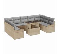 DYRJDJWIDHW 10-Piece Outdoor Patio Furniture Set, Beige All-Weather Wicker Modular Sectional Sofa with Cushions and Coffee Table for Garden, Terrace, Poolside Lounge and Backyard Decor