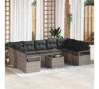 DYRJDJWIDHW 10-Piece Outdoor Patio Furniture Set, Light Grey Poly Rattan Sofa Sectional with Waterproof Storage Bag and Coffee Table, Modern Garden Lounge Set for Terrace, Backyard, Poolside