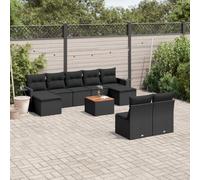 DYRJDJWIDHW 10-Piece Outdoor Patio Furniture Set with Cushions Black Wicker Resin - Modular Garden Sofa Set for Backyard, Terrace Includes Coffee Table Ottoman - Durable All-Weather Rattan Design