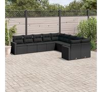 DYRJDJWIDHW 10-Piece Outdoor Patio Furniture Set with Cushions Black Wicker Resin Modular Garden Sofa Set for Backyard Terrace Poolside Weather-Resistant Rattan Sectional Seating Group