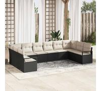 DYRJDJWIDHW 10-Piece Outdoor Patio Sofa Set, Modern Garden Furniture in Black and White Wicker Rattan, Modular Sectional Couch with Cushions for Terrace, Poolside, Durable All-Weather Poly Rattan