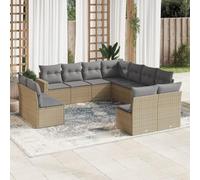 DYRJDJWIDHW 11-Piece Outdoor Patio Furniture Set with Beige Woven Resin Cushions, Modular Garden Sofa Set for Backyard, Terrace, Durable Weather-Resistant Rattan Style Sectional Seating Group