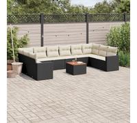 DYRJDJWIDHW 11-Piece Outdoor Patio Furniture Set with Cushions Black Wicker Resin Rattan Garden Sofa Set for Backyard Terrace Poolside Lounge Conversation Group Modular Design Weather-Resistant