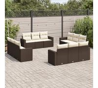 DYRJDJWIDHW 12-Piece Brown Woven Resin Outdoor Garden Sofa Set with Cushions, Waterproof Storage & Modular Design for Patio, Backyard, Terrace Comfortable Seating & UV Resistant