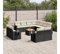 DYRJDJWIDHW 12-Piece Outdoor Patio Furniture Set with Cushions, Black Wicker Resin Garden Sofa Set for Backyard, Terrace, Modular Sectional Seating Group with Side Table, UV Resistant & Weatherproof