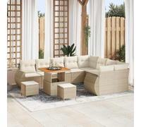 DYRJDJWIDHW 12-Piece Outdoor Patio Sofa Set with Cushions, Beige Cream Wicker Sectional Furniture, Modern Modular Garden Conversation Set for Backyard, Terrace, Poolside